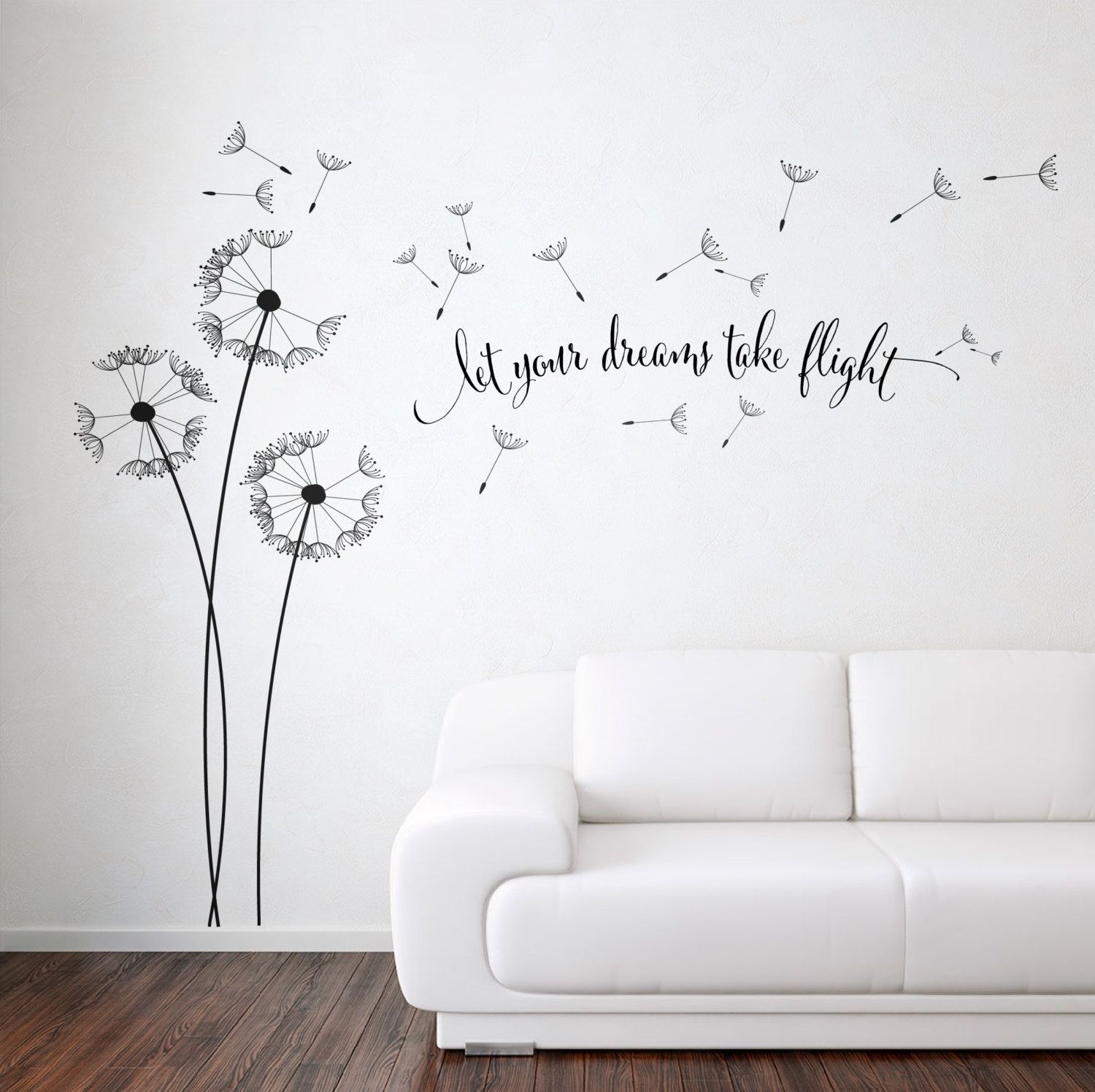 Dandelion Blowing With Quote Wall Sticker, Floral Sticker, Flower Throughout Wall Sticker Art (View 1 of 20)