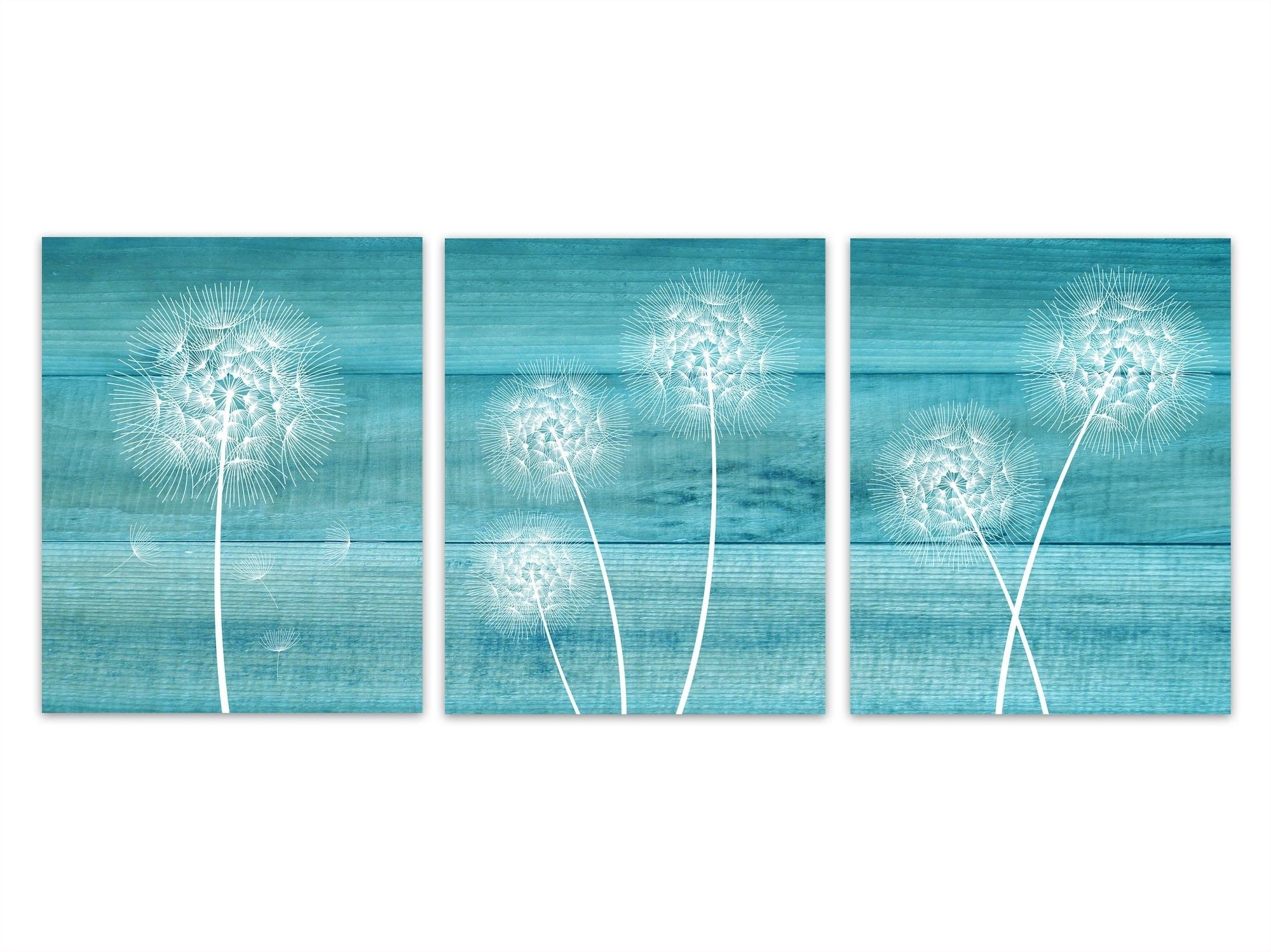 Dandelion Wall Art, Turquoise Rustic Decor, Home Decor Canvas Or With Regard To Turquoise Wall Art (View 12 of 20)