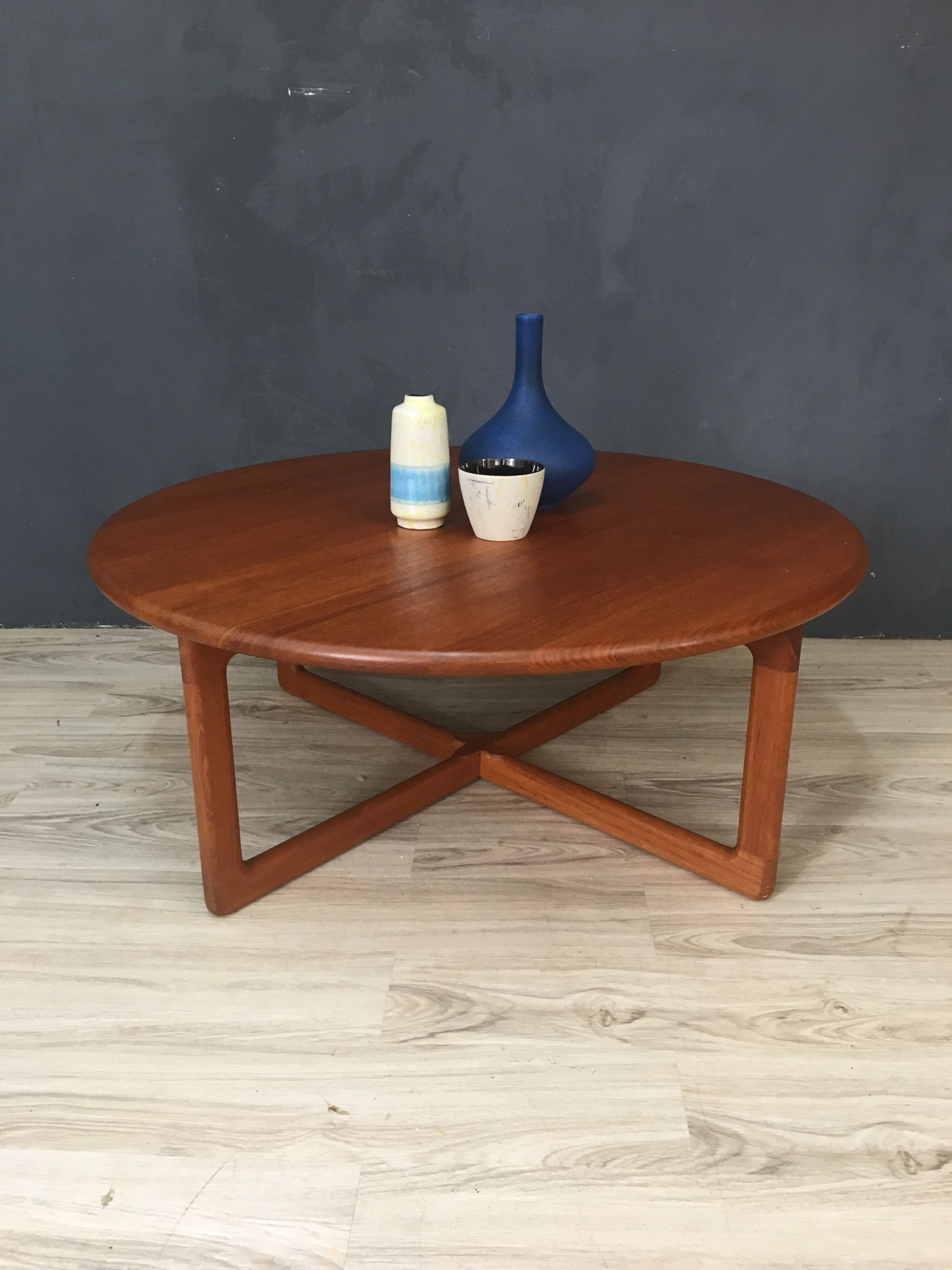 Danish Modern Round Teak Coffee Table – Retrocraft Design Intended For Round Teak Coffee Tables (View 6 of 30)