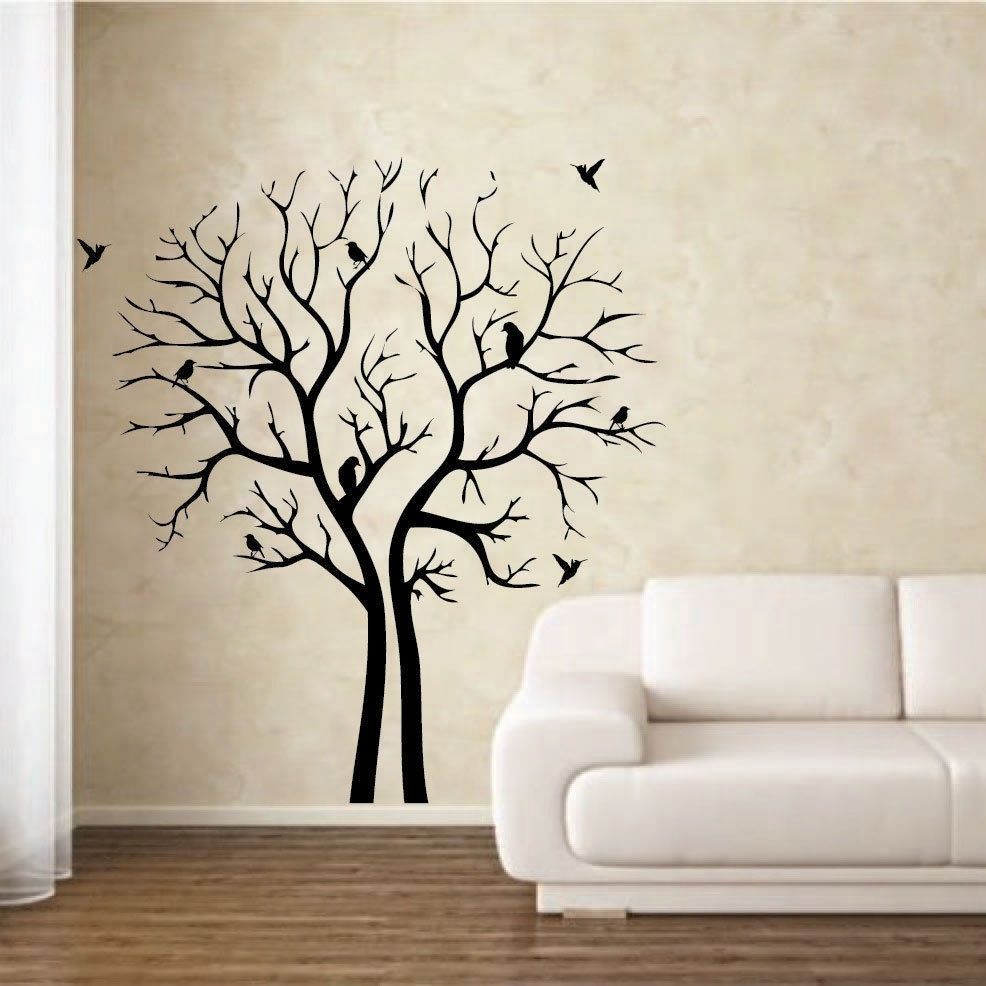 Decoration Ideas: Fancy Living Room Decoration With White Leather Pertaining To Stencil Wall Art (Photo 16 of 20)