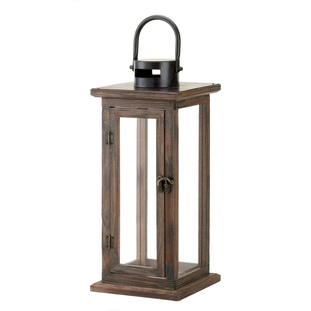 Decorative Candle Lanterns, Large Wood Rustic Outdoor Candle Lantern Throughout Outdoor Rustic Lanterns (Photo 1 of 20)