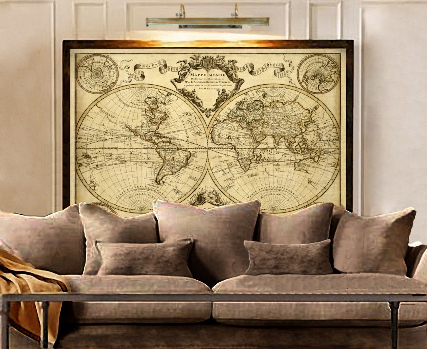 Decorative Extra Large World Map Push Pin Travel Wall Art Inside Regarding Vintage Map Wall Art (Photo 1 of 20)
