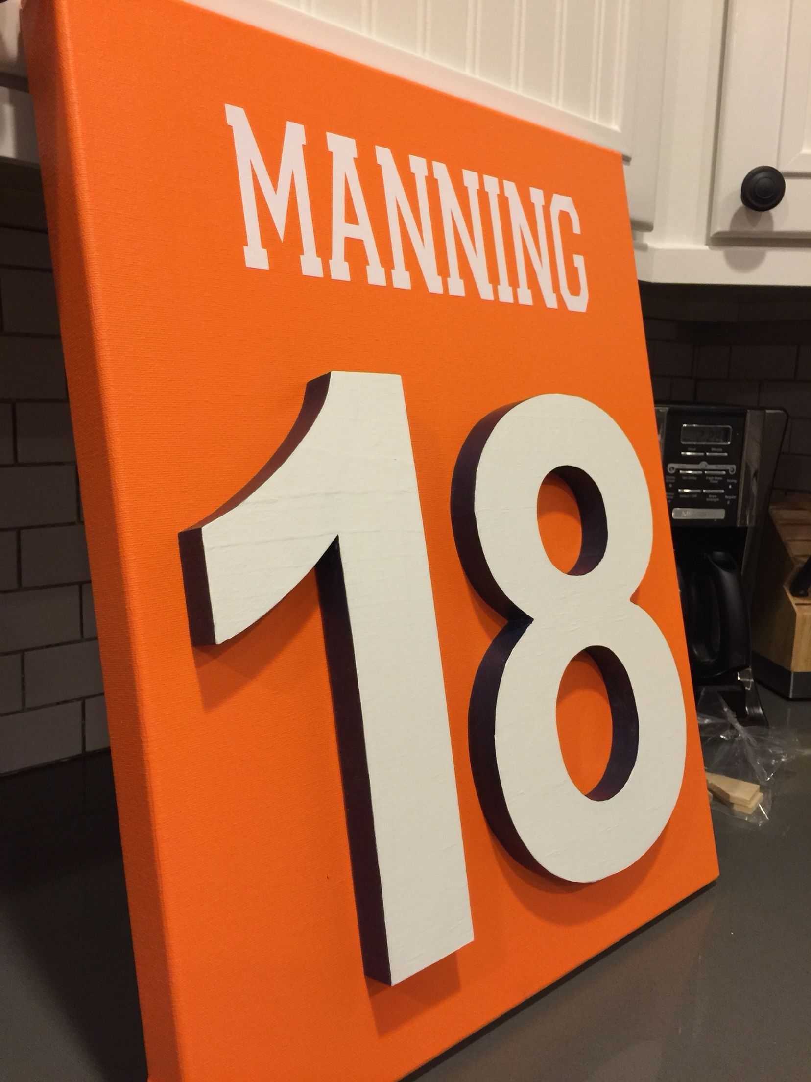 Denver Broncos Canvas Jersey Wall Art With 3d Wood Numbers In Broncos Wall Art (View 14 of 20)