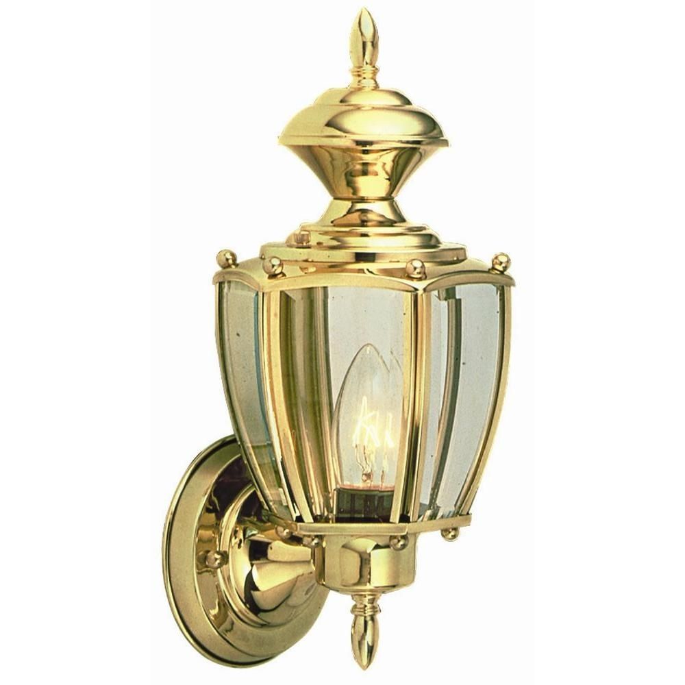 Design House Jackson Solid Brass Outdoor Wall Mount Uplight 501486 Throughout Brass Outdoor Lanterns (View 7 of 20)
