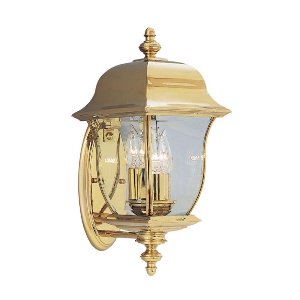 Designers Fountain Oak Harbor 3 Light Polished Brass Outdoor Wall Intended For Brass Outdoor Lanterns (Photo 5 of 20)