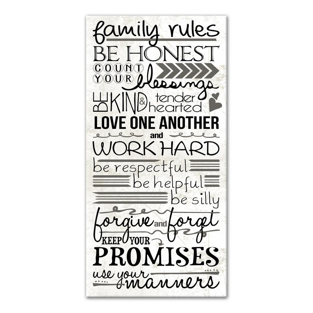 Designs Direct 20 In. X 10 In. "family Rules" Printed Canvas Wall For Family Rules Wall Art (Photo 1 of 20)