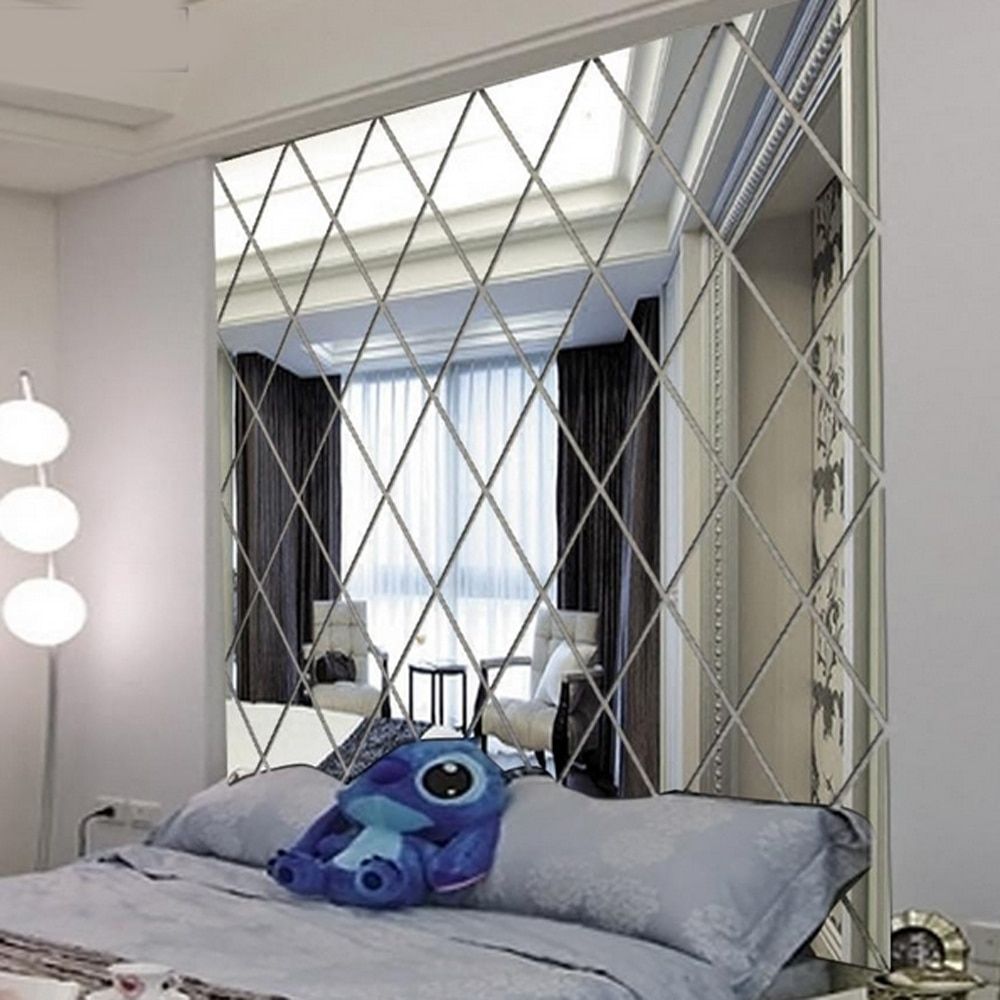 Diamonds Triangles Wall Art Acrylic Mirror Wall Sticker House Within Mirror Wall Art (View 5 of 20)