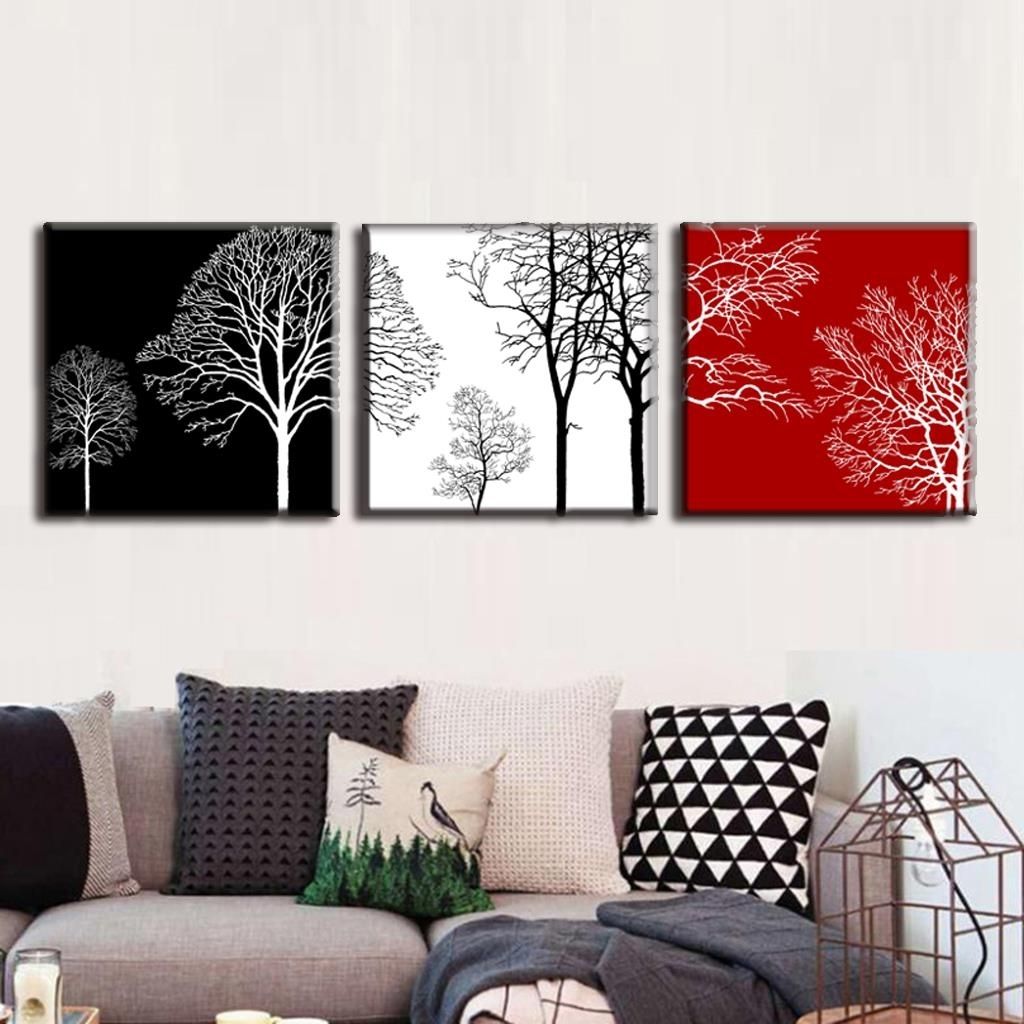 Discount Framed Painting 3 Pcs/set Modern Tress Wall Art Canvas Intended For Discount Wall Art (Photo 1 of 20)