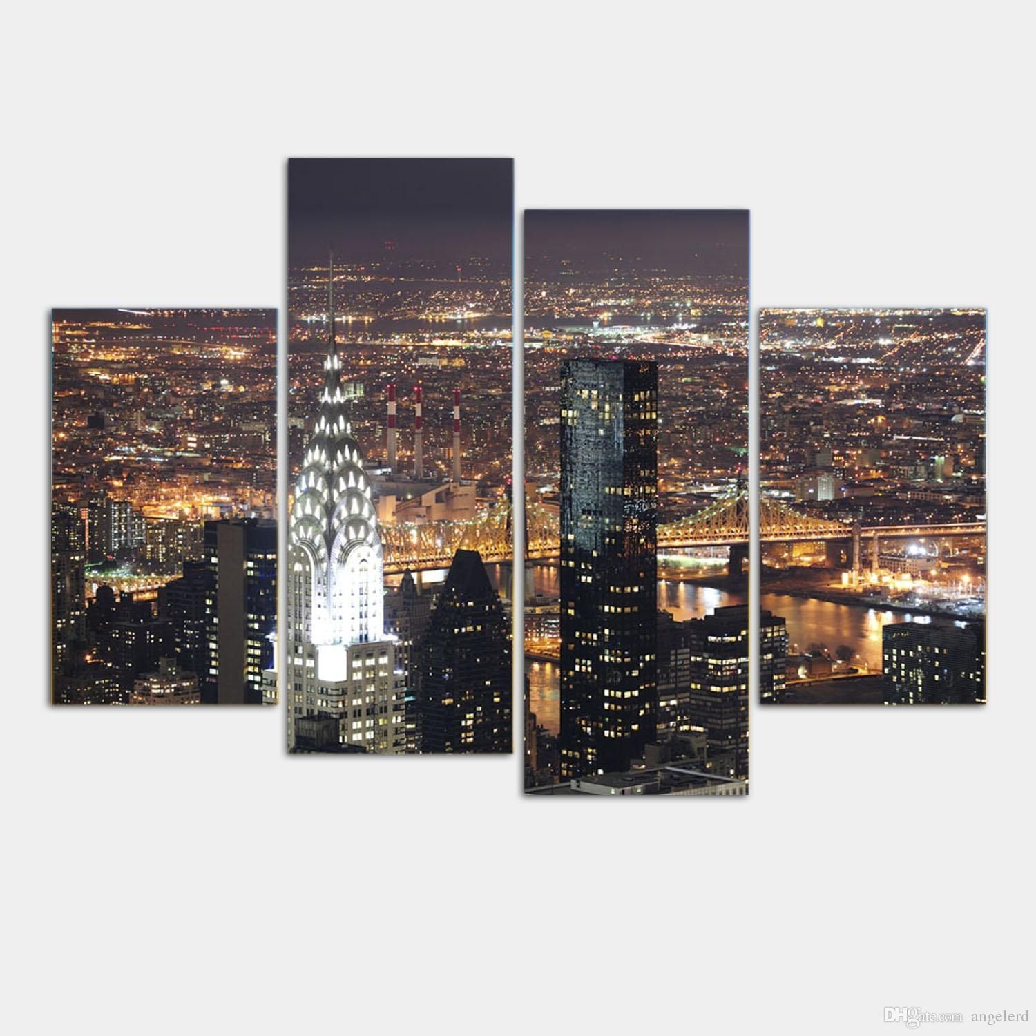 Discount Wall Art New York City Manhattan Usa With Lights In Nice For New York Wall Art (View 7 of 20)