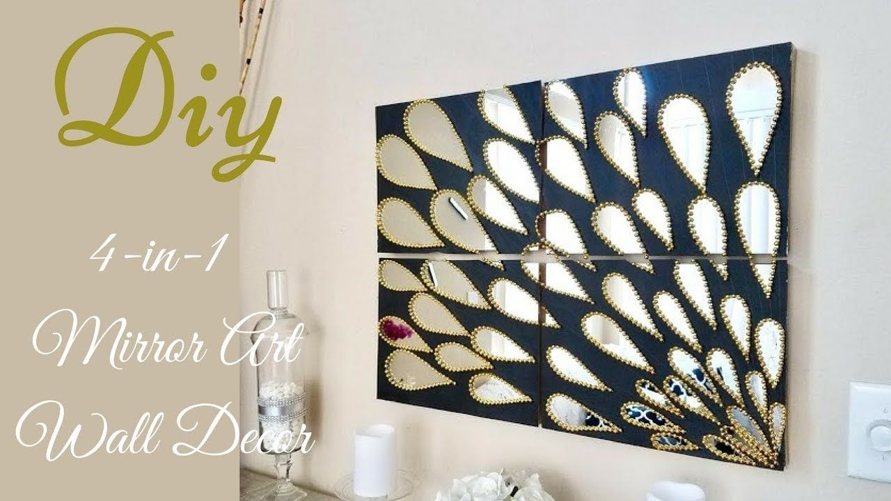 Diy 4 In 1 Large Mirror Wall Art Decor – Youtube In Mirror Wall Art (View 8 of 20)