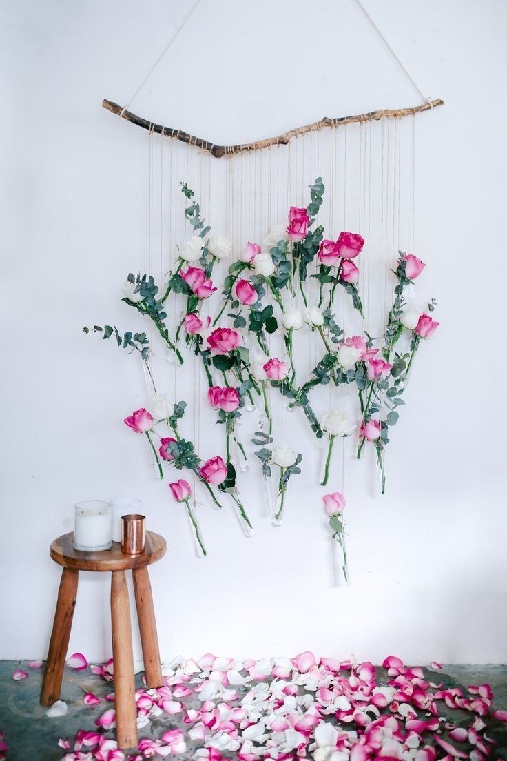 Diy Floral Vase Wall Hanging (using Rose And Eucalyptus | Blog Within Flower Wall Art (Photo 4 of 20)
