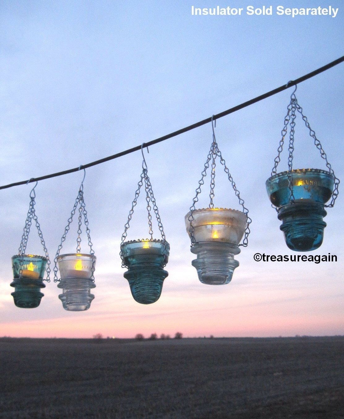 Diy Insulator Hanger Lantern Tea Light Holder, Outdoor Hanging Throughout Etsy Outdoor Lanterns (View 10 of 20)