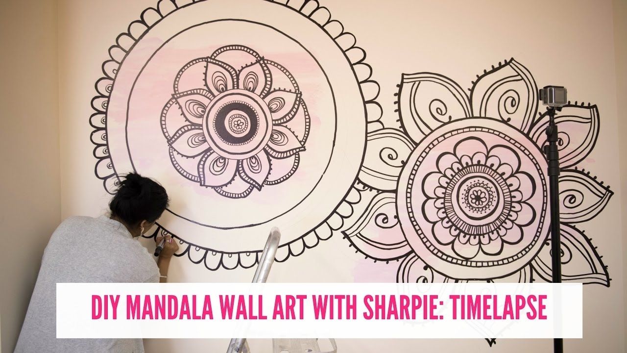 Diy Mandala Wall Drawing With Sharpie! – Youtube In Mandala Wall Art (Photo 9 of 20)