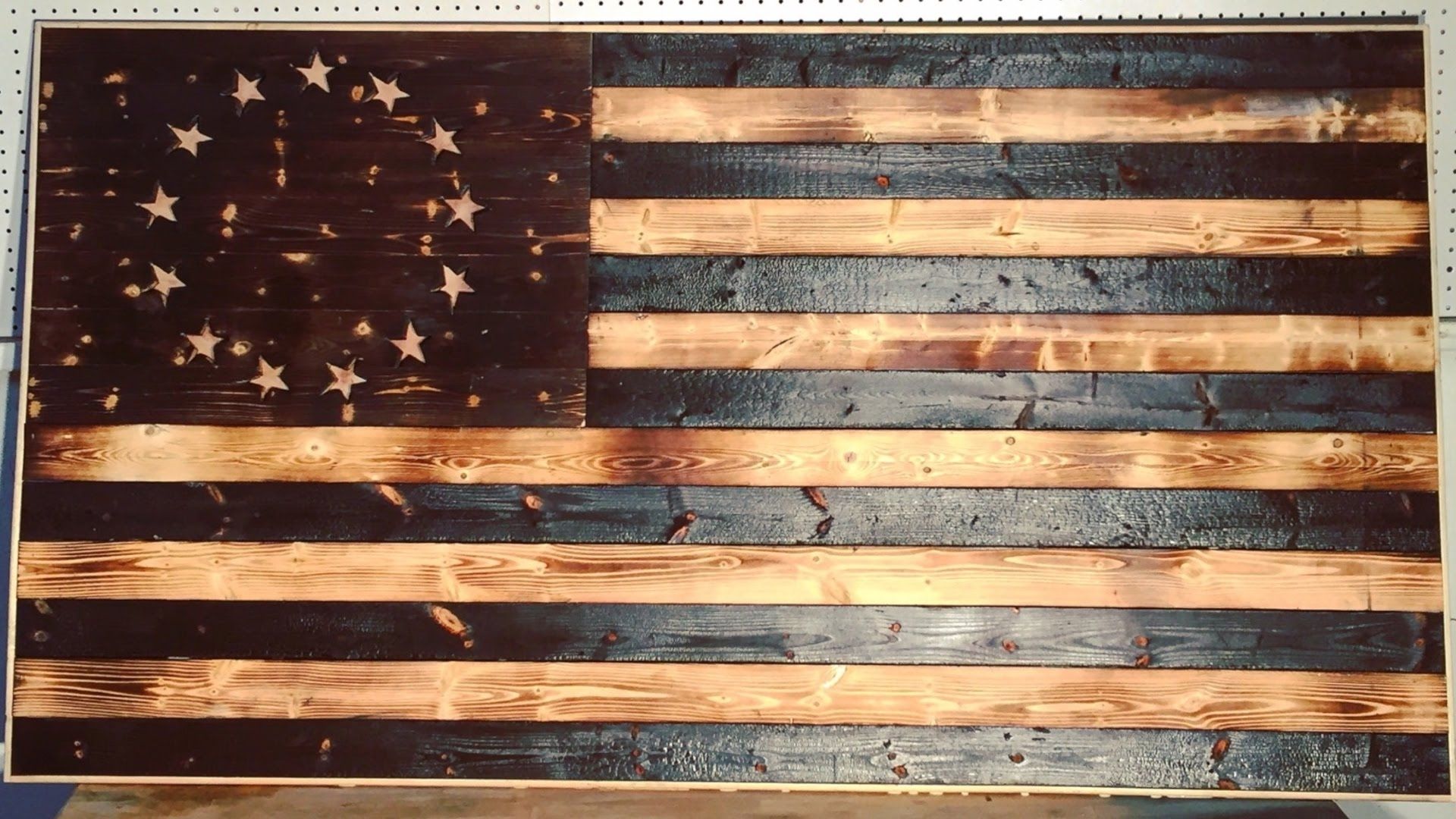 Diy Wood Burned American Flag Modern Builds Ep 17, Wooden American In Wooden American Flag Wall Art (View 9 of 20)