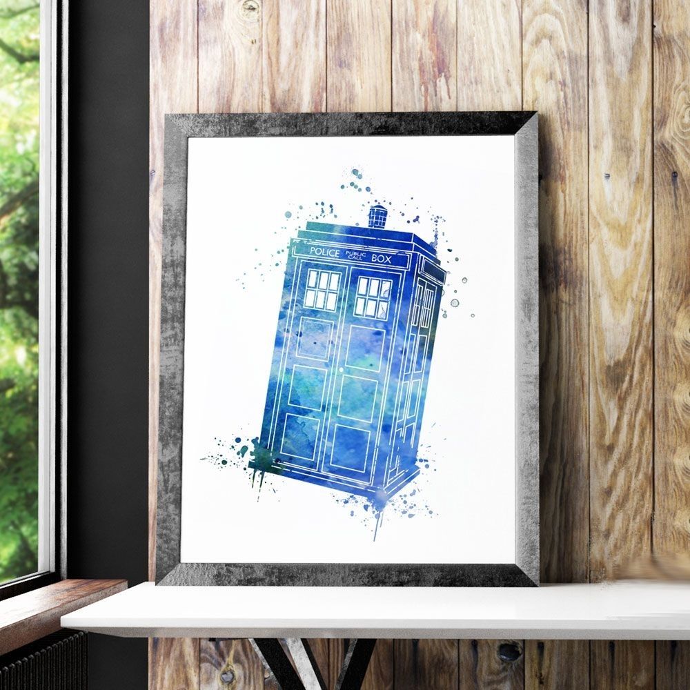 Doctor Who Art Print Children Tardis Living Room Decor Blue Box Throughout Doctor Who Wall Art (Photo 11 of 20)