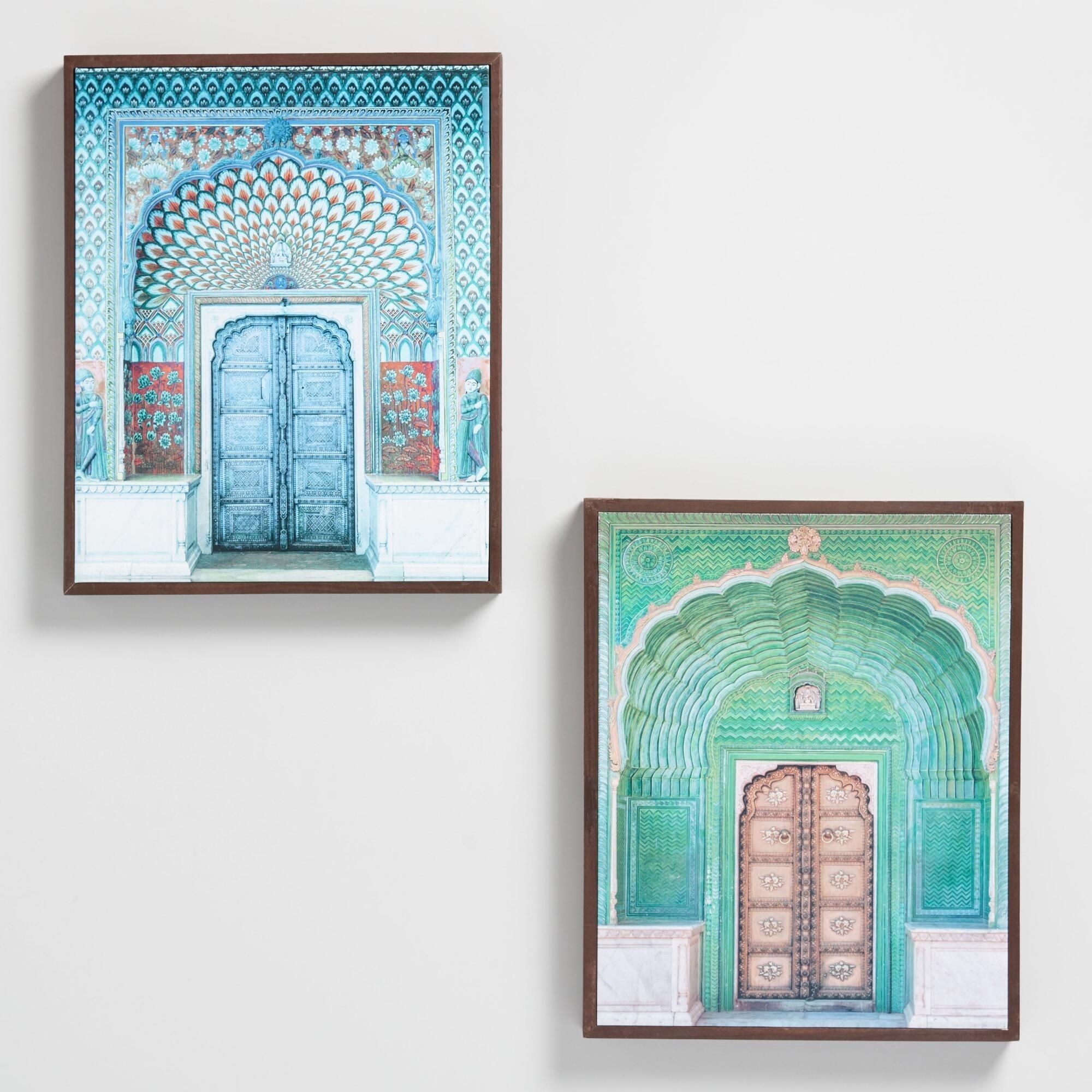 Doors Of Indiahakat Wall Art Set Of 2: Blue/greenworld For World Market Wall Art (Photo 11 of 20)
