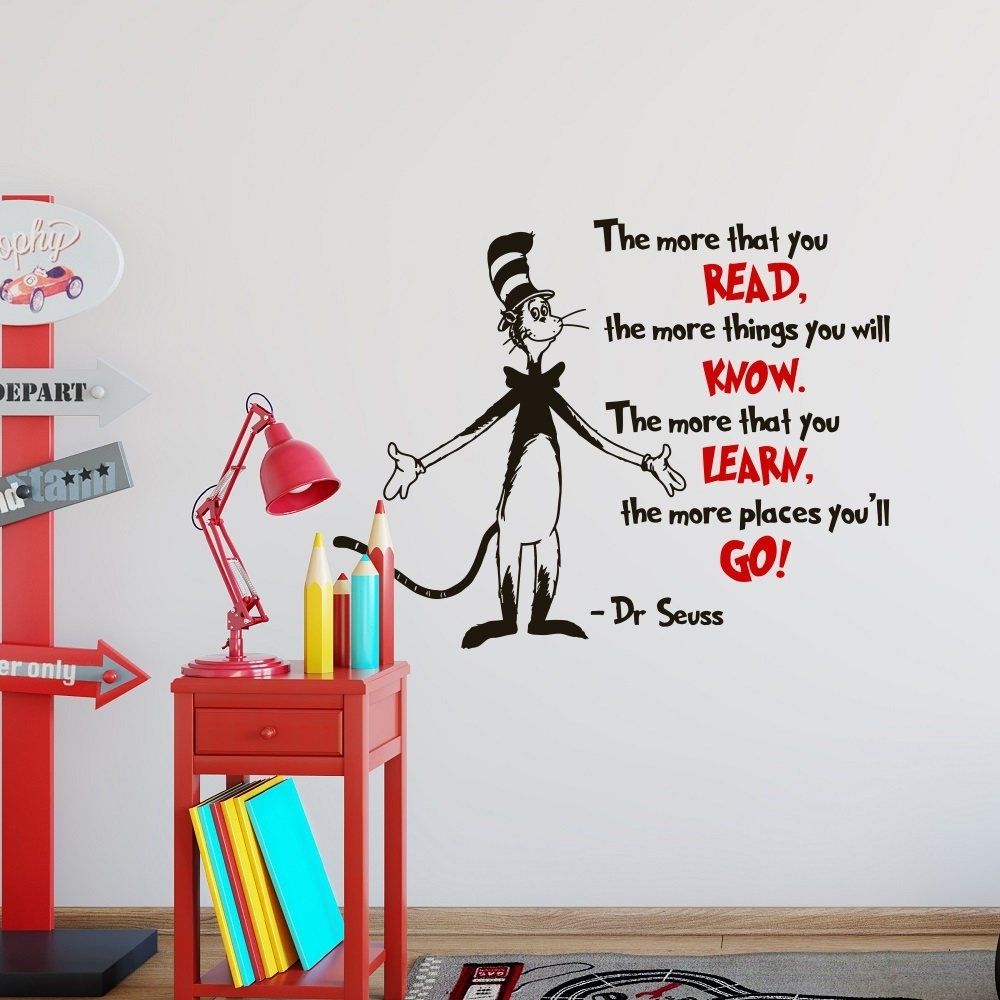 Dr Seuss Wall Decal Quote The More That You Read Dr Seuss | Etsy Regarding Dr Seuss Wall Art (Photo 1 of 20)