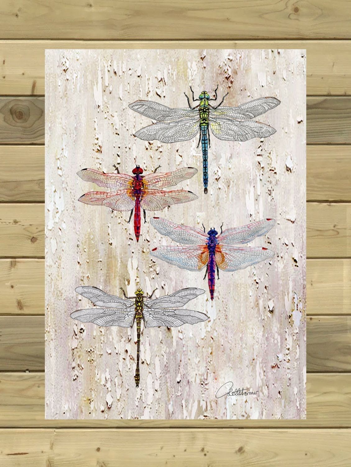 Dragonflies Print Dragonfly Illustration Dragonfly Design Wall Art Throughout Dragonfly Painting Wall Art (View 19 of 20)