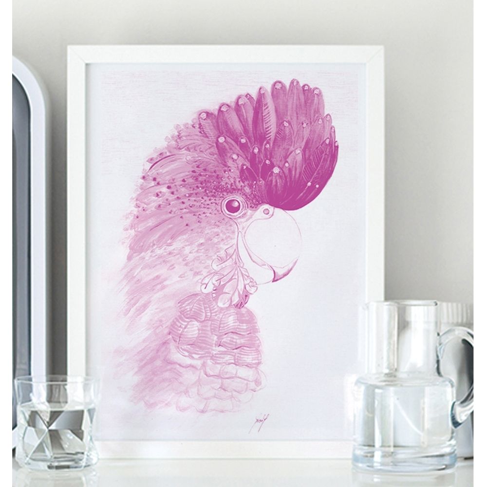 Dusty Pink Parrot Wall Art Print, Office Or Home Art, Wall Decor With Pink Wall Art (View 16 of 20)