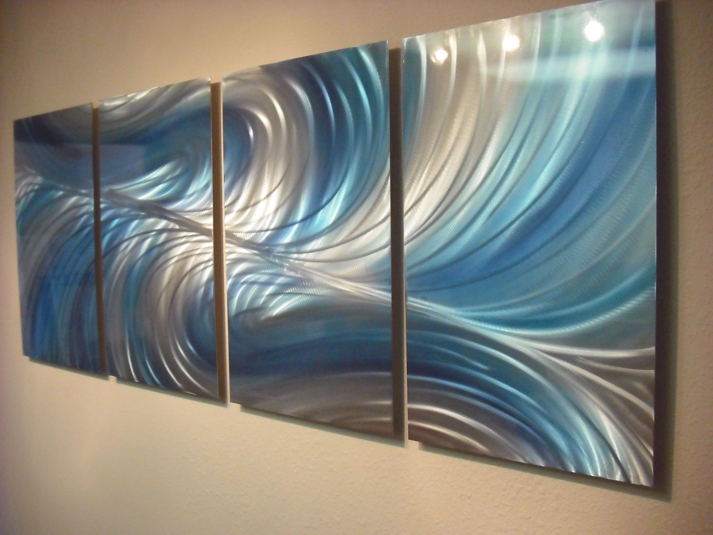 Echo 3 Blues – Abstract Metal Wall Art Contemporary Modern Decor Pertaining To Abstract Metal Wall Art (View 13 of 20)