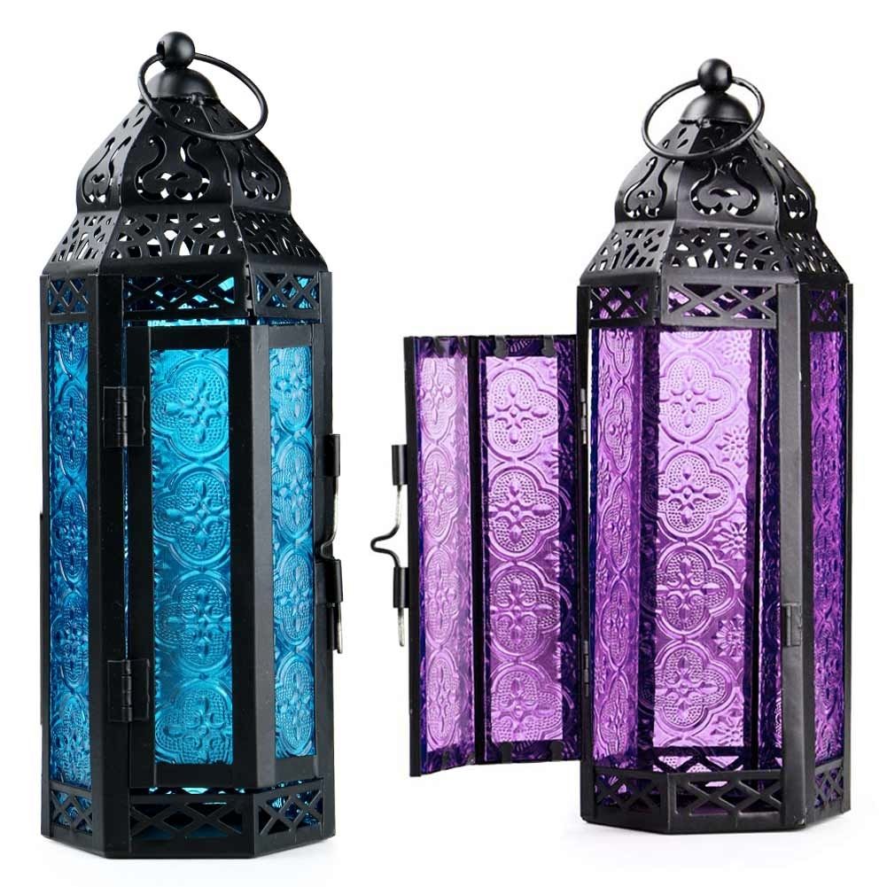 Exotic Delight Moroccan Glass Metal Lantern Garden Candle Holder Throughout Outdoor Metal Lanterns For Candles (Photo 16 of 20)