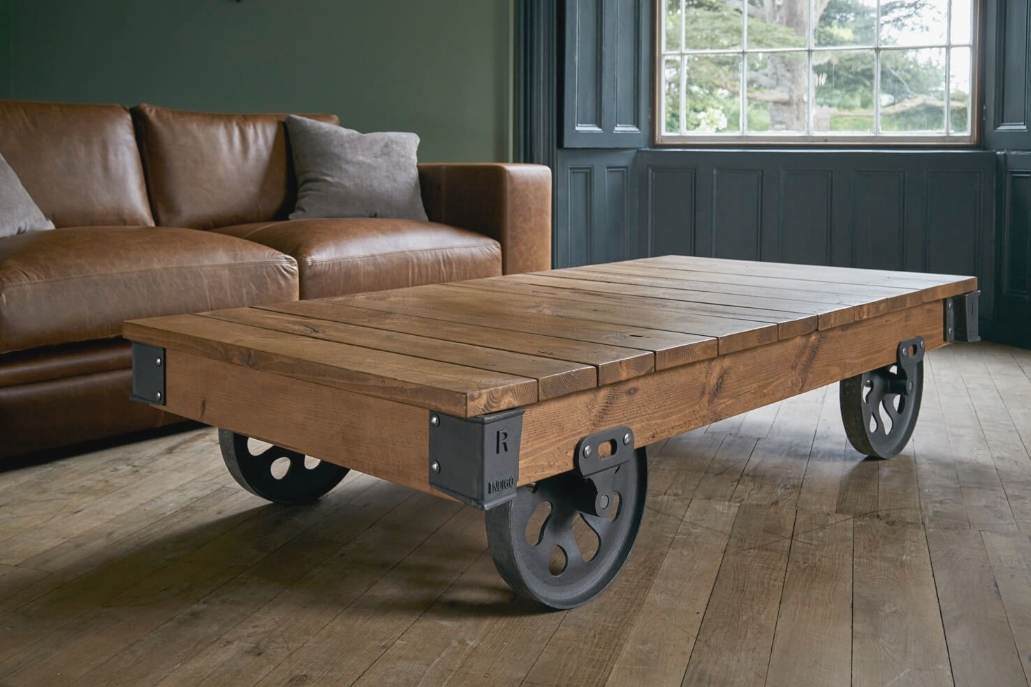 Extra Large Coffee Table 4 Wheeled Mill Cart 1 Picture Wheel Regarding Mill Large Coffee Tables (Photo 1 of 30)