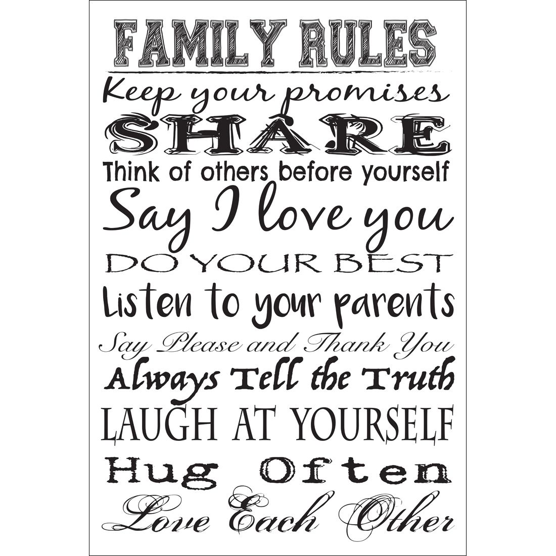Family Rules – Canvas Print – Wall Art – Australia Throughout Family Rules Wall Art (Photo 9 of 20)