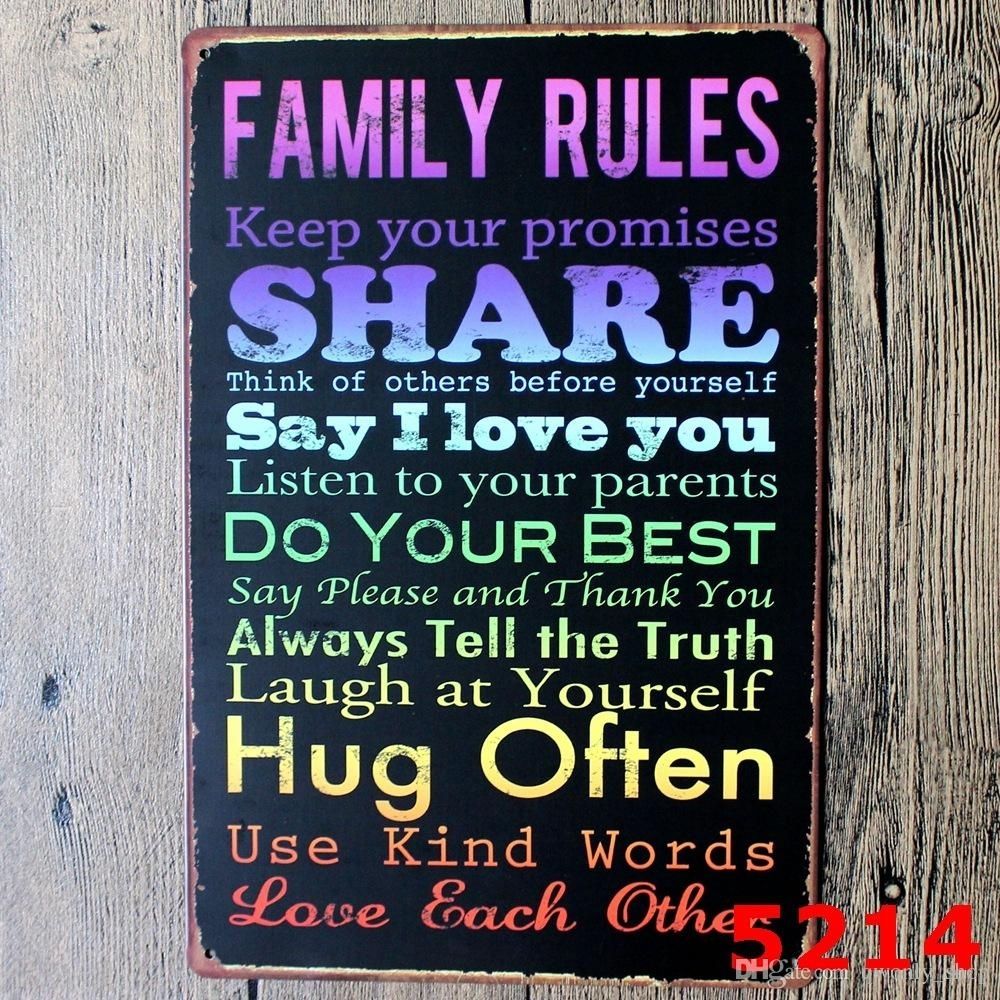Family Rules Tin Sign Vintage Wall Art Keep Your Promises Poset For With Family Rules Wall Art (View 4 of 20)