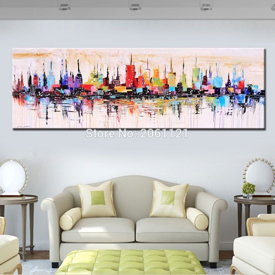 Fashion Modern Living Room Decorative Oil Painting Handpainted Large Regarding Long Canvas Wall Art (Photo 3 of 20)
