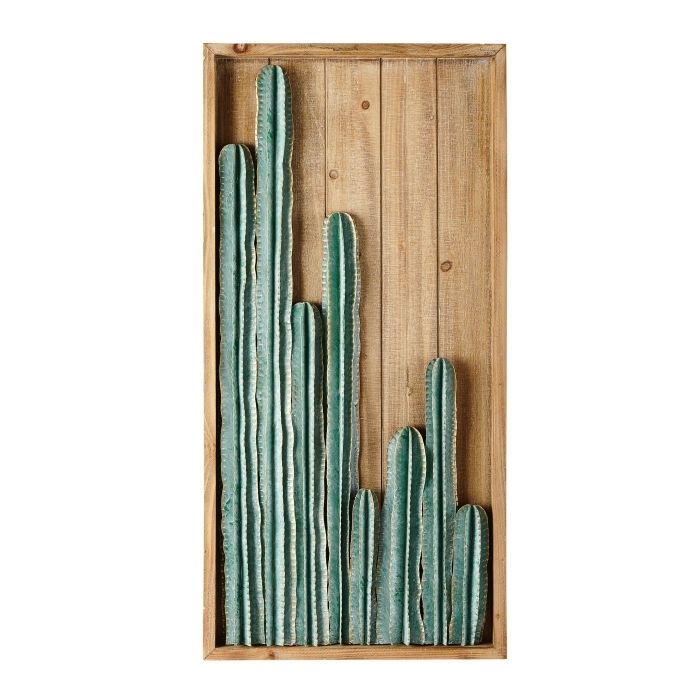 Fir And Metal Cactus Wall Art 50 X 100 Cm | Maisons Du Monde Intended For Cactus Wall Art (View 19 of 20)