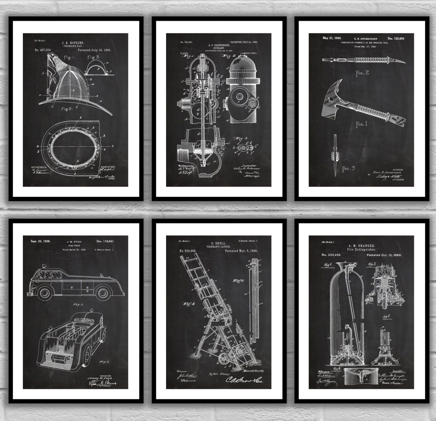 Fire Man Patent Posters, Firefighter Patent, Fire Truck Wall Art Pertaining To Firefighter Wall Art (View 6 of 20)