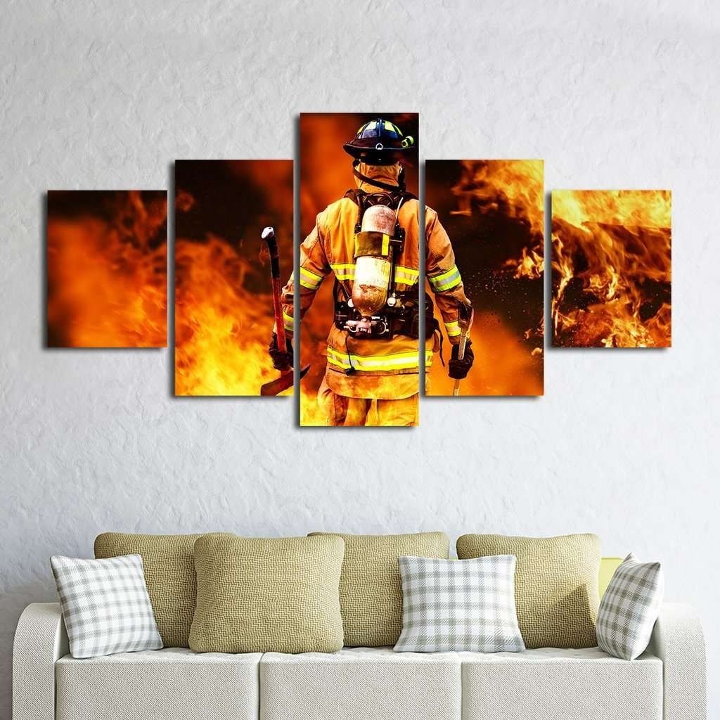Firefighter Wall Art Multi Panel Canvas | Mighty Paintings Inside Firefighter Wall Art (View 2 of 20)