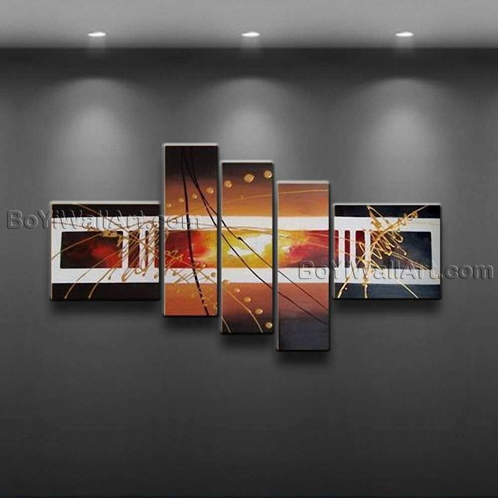 Five Piece Canvas Wall Art Best Of Huge Hand Painted Abstract Throughout Large Framed Canvas Wall Art (View 18 of 20)