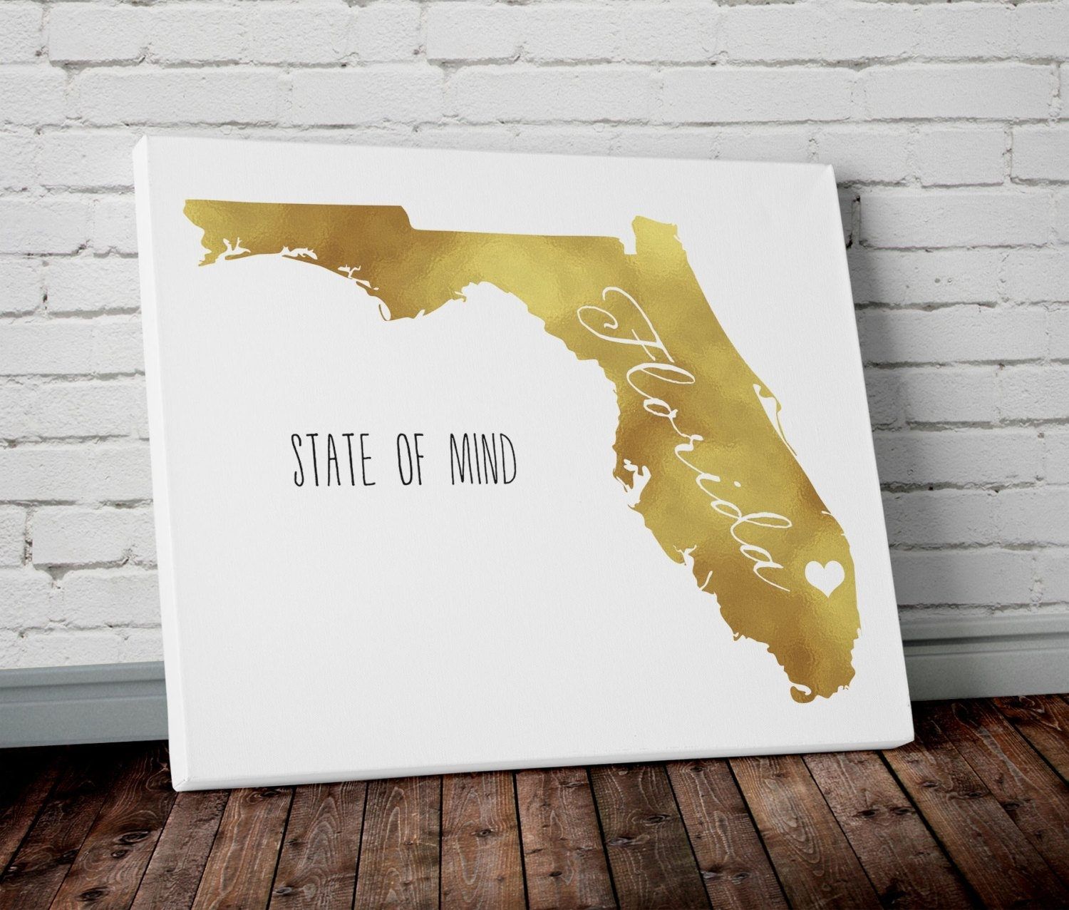 Florida Gold Foil Wall Art – Super Text With Regard To Gold Foil Wall Art (View 12 of 20)