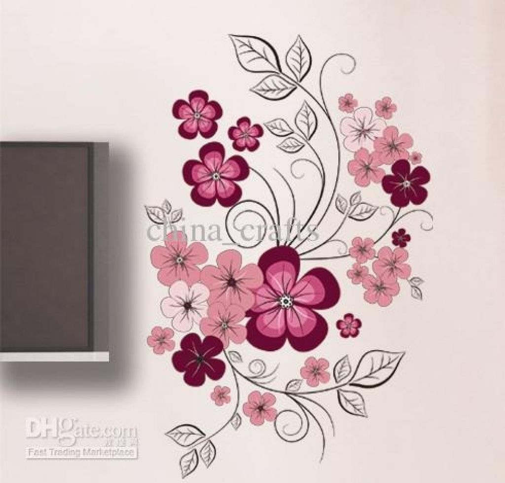Flower Wall Art Decor Wholesale Removable Swallow And Flowers Wall With Regard To Flower Wall Art (Photo 7 of 20)