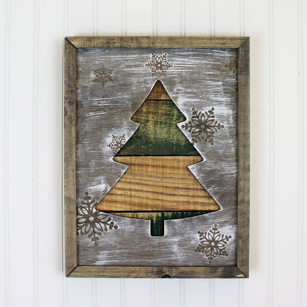 Framed Rustic Christmas Tree With Reclaimed Pallet Wood Wall Decor Throughout Rustic Wall Art (View 4 of 20)