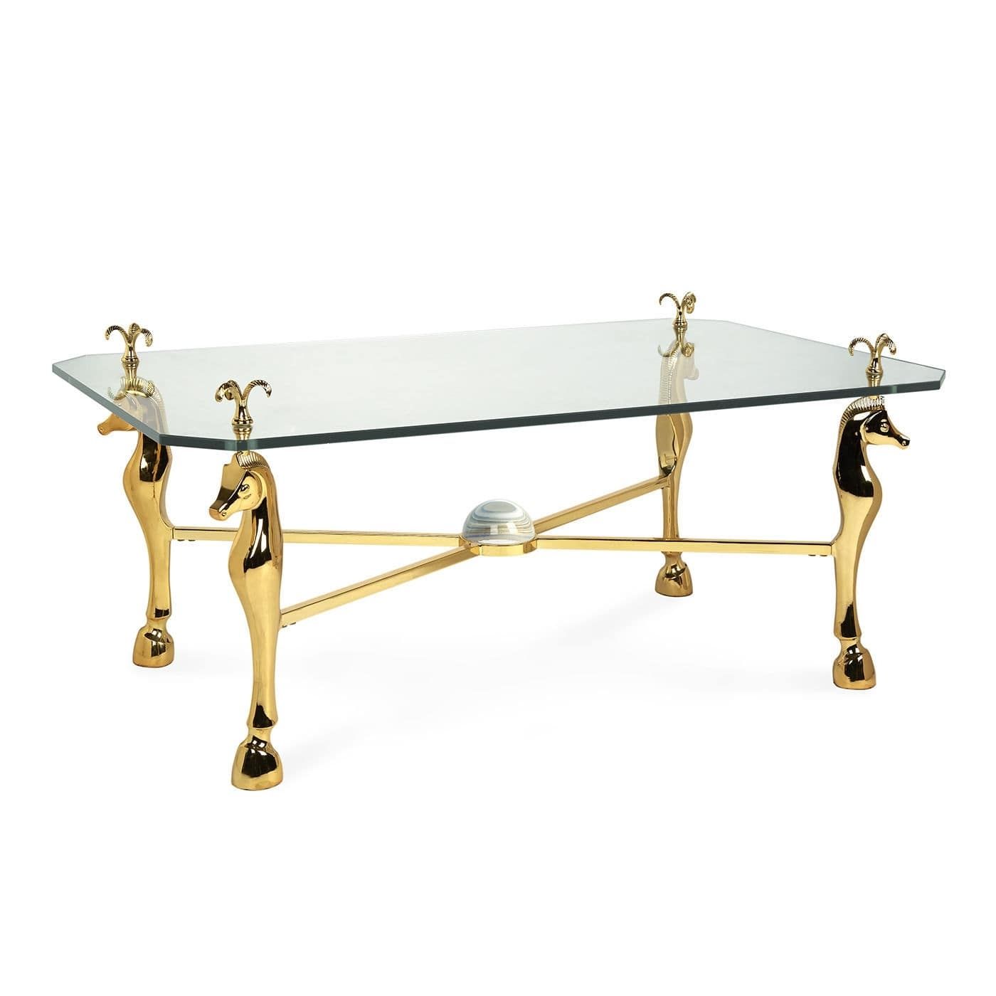 French Style Coffee Table / Tempered Glass / Polished Brass Intended For Acrylic Glass And Brass Coffee Tables (View 9 of 30)