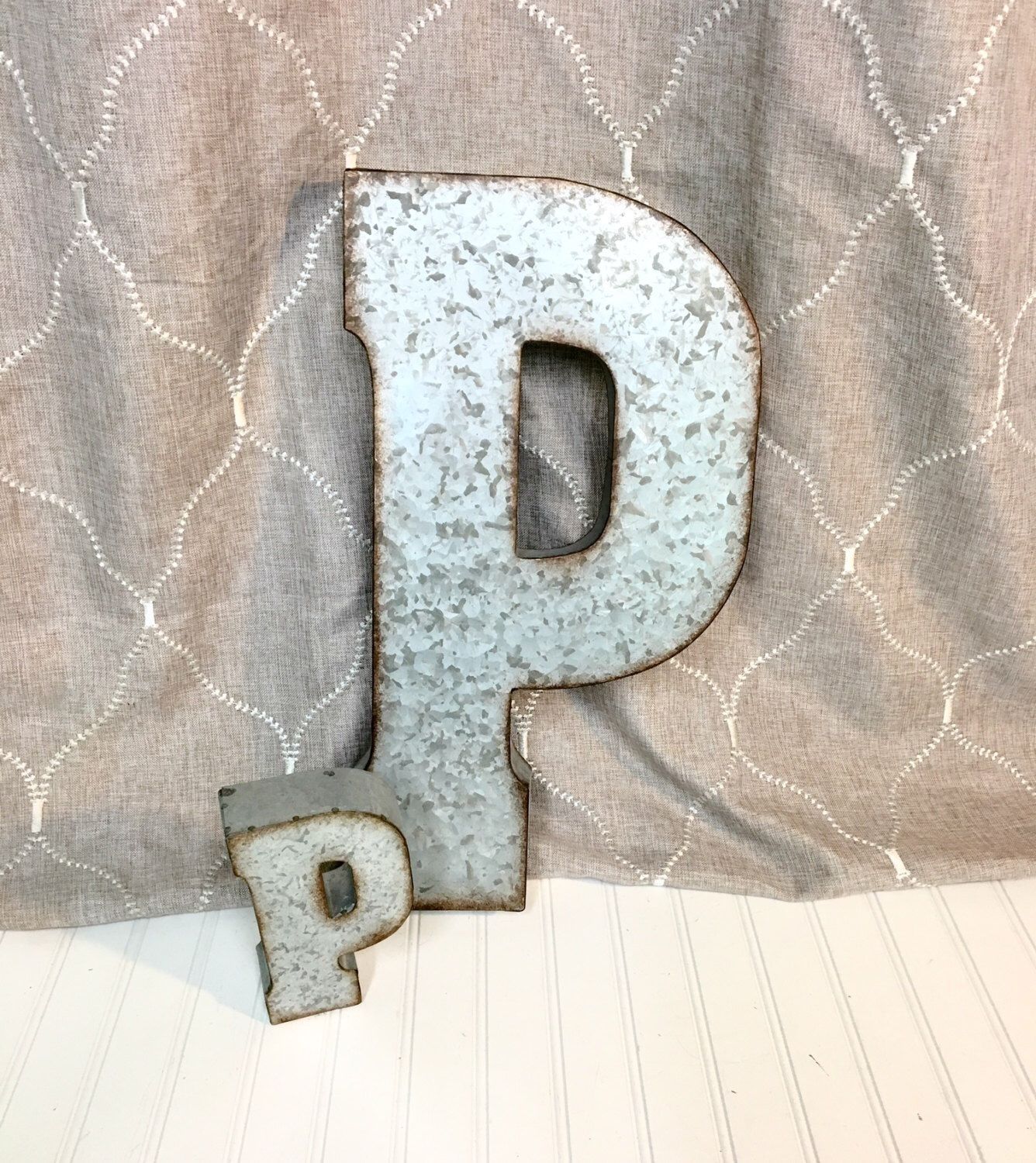Galvanized Metal Letter/letter P/galvanized Metal Wall Letter/large Intended For Metal Letter Wall Art (View 7 of 20)