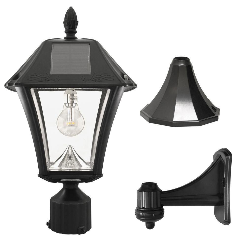 Gama Sonic Baytown Ii Bulb Outdoor Black Resin Solar Post/wall Light Pertaining To Resin Outdoor Lanterns (View 2 of 20)