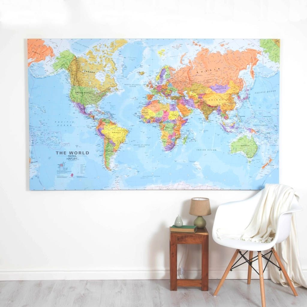 Giant Canvas World Mapmaps International | Notonthehighstreet In World Map Wall Art (View 12 of 20)