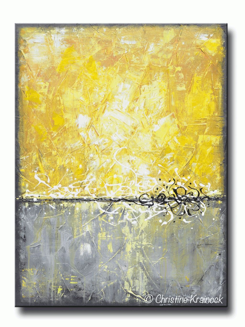 Giclee Print Art Yellow Grey Abstract Painting Canvas Prints Throughout Modern Large Canvas Wall Art (View 15 of 20)