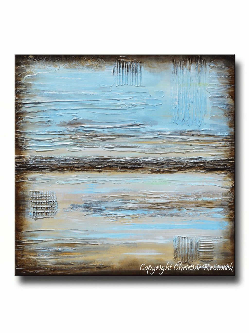 Giclee Print Blue Abstract Painting Blue Brown Modern Urban Canvas Within Teal And Brown Wall Art (View 13 of 20)