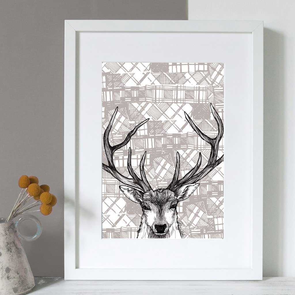 Gillian Kyle Scottish Wall Art Tartan Stag Canvas Print Within Deer Canvas Wall Art (View 3 of 20)
