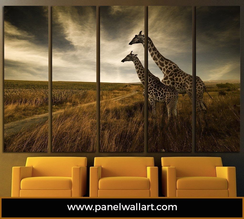 Giraffes | Animals | Multi Panel Canvas Prints | Panelwallart Inside Giraffe Canvas Wall Art (View 18 of 20)