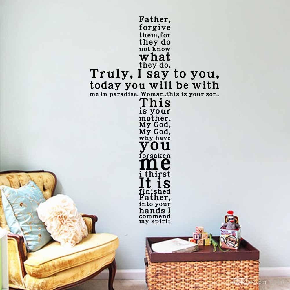 God Vinyl Quote Wall Decal Sticker Christian Religious Cross Wall Throughout Quote Wall Art (Photo 3 of 20)
