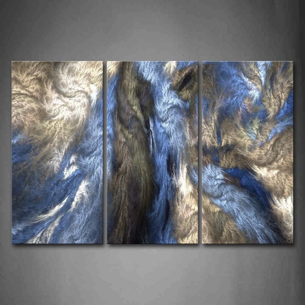Gray Blue Modern Canvas Art Abstract Oil Painting Wall Art With With Regard To Blue Wall Art (View 12 of 20)