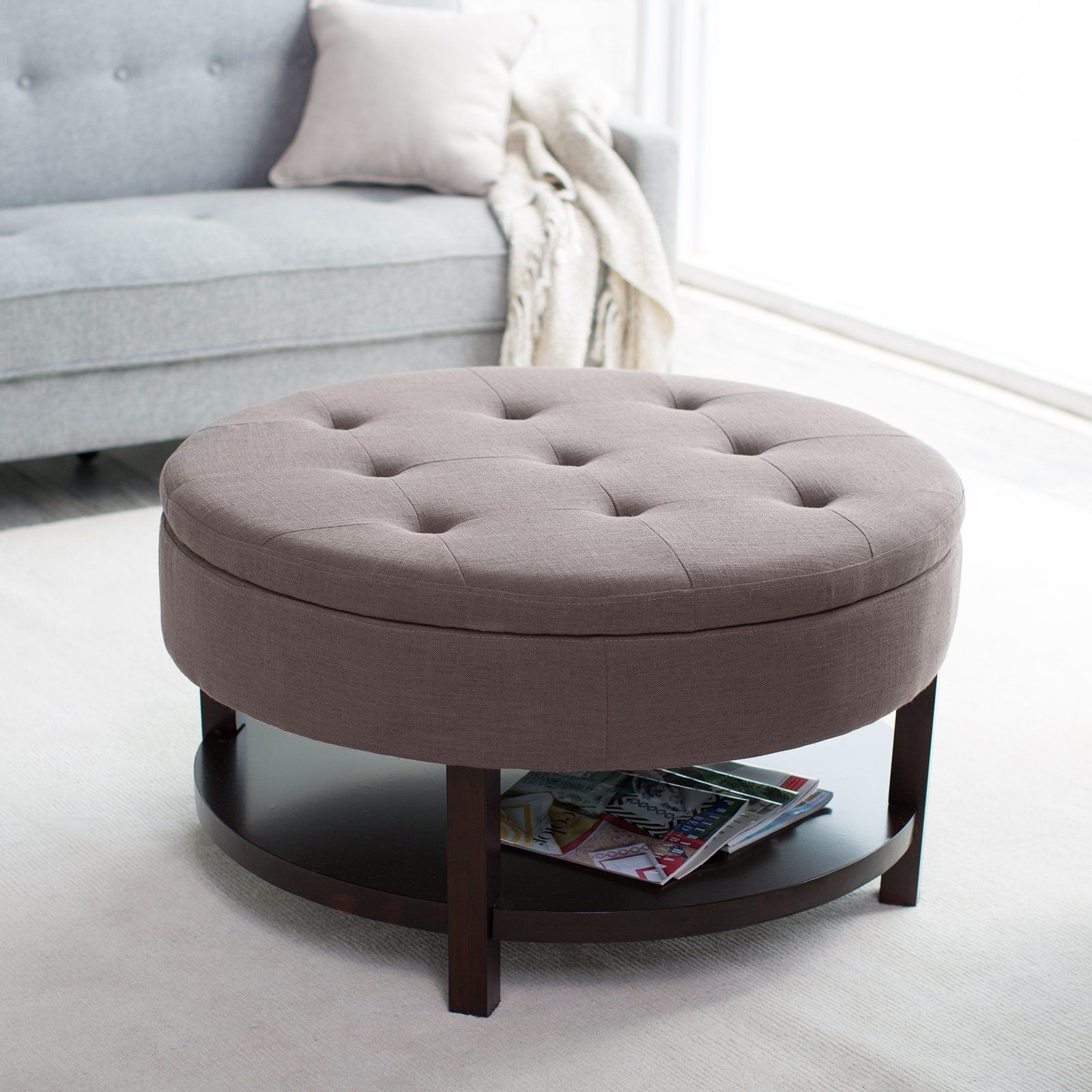 Great Round Storage Ottoman Coffee Table With Captivating Coffee Intended For Button Tufted Coffee Tables (View 24 of 30)