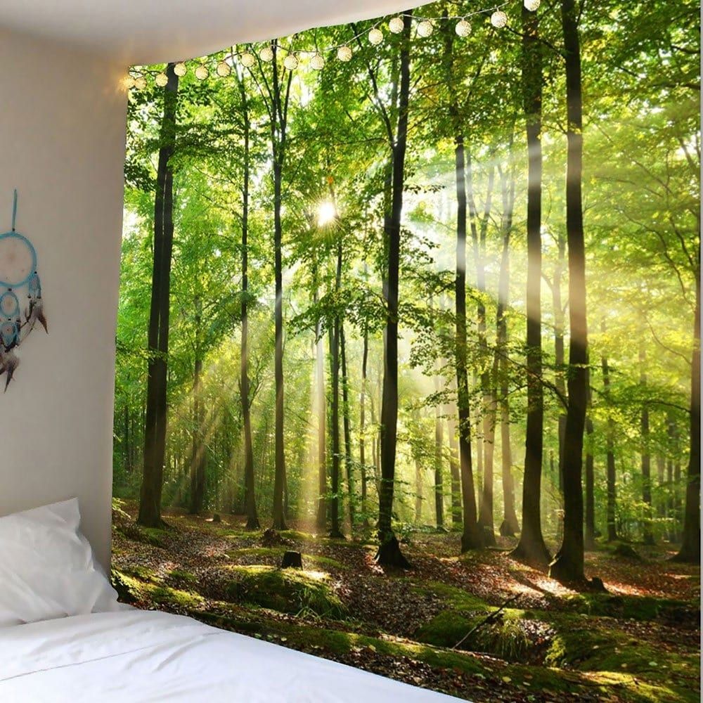 Green W91 Inch * L71 Inch Forest Sunlight Decorative Wall Art With Regard To Decorative Wall Art (Photo 17 of 20)
