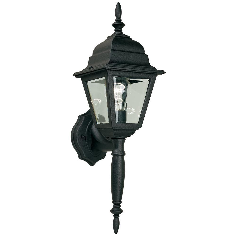 Hampton Bay 1 Light Black Outdoor Wall Lamp Hb7023p 05 – The Home Depot Throughout Large Outdoor Wall Lanterns (View 20 of 20)