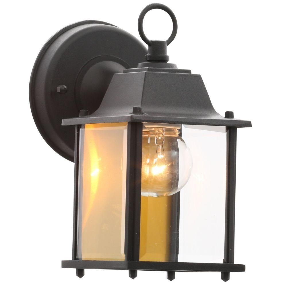 Hampton Bay 1 Light Black Outdoor Wall Lantern Bpm1691 Blk – The In Quality Outdoor Lanterns (View 9 of 20)